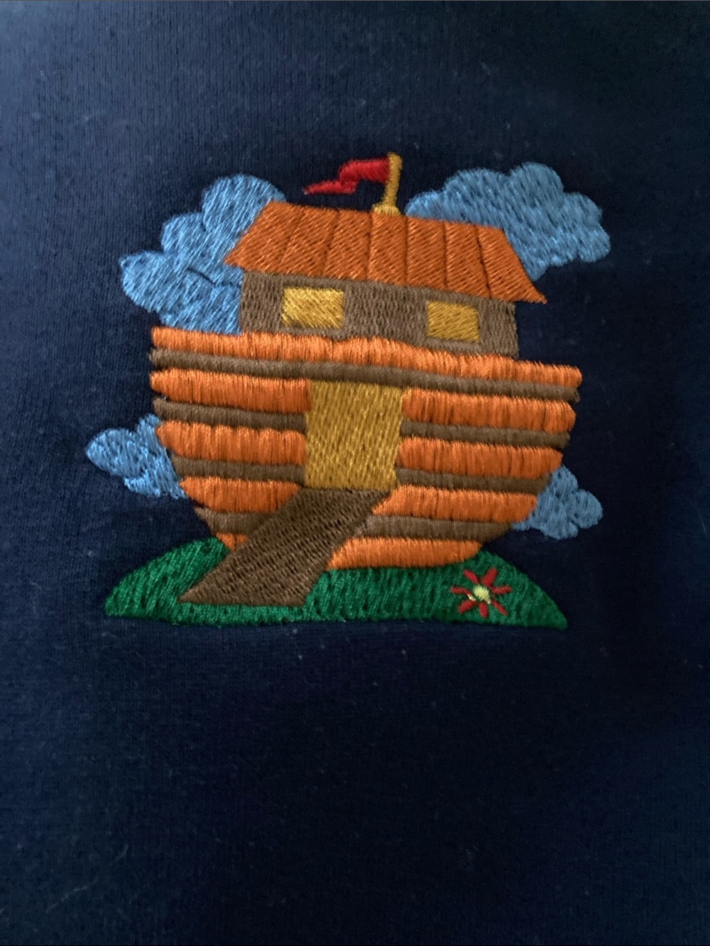 VTG Jerzees Super Sweats Y2K Navy Blue Embroidered Sweatshirt Animal Buttons XL - Picture 10 of 10